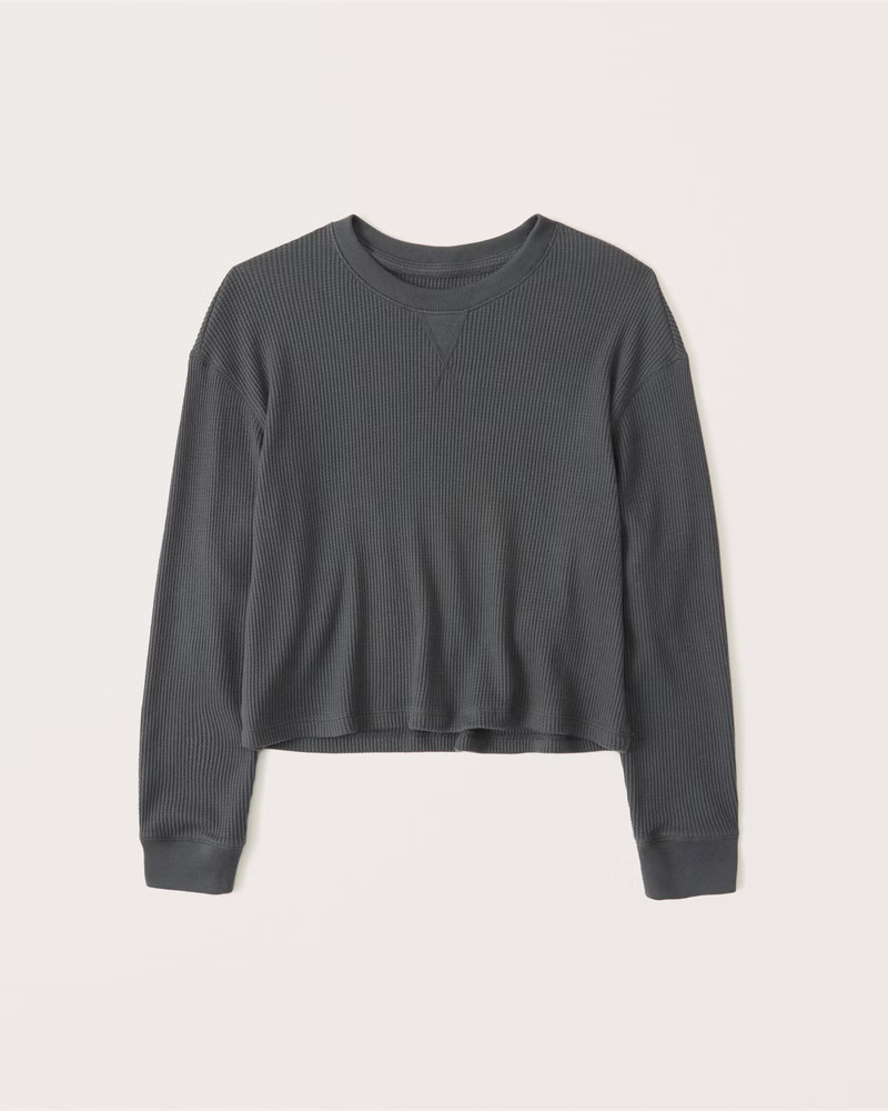 Relaxed Long-Sleeve Waffle Tee | Abercrombie & Fitch (US)