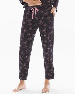 Cool Nights Grosgrain Trim Ankle Pajama Pants Happy Butterfly Black | Soma Intimates