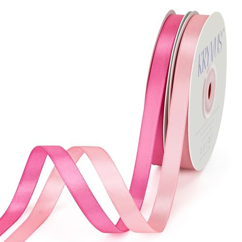 Pink & Hot Pink Satin Ribbon - 2 Rolls Pink Ribbon 3/8 Inch x 25 Yards (50 Yards Total) - Double Faced Satin Ribbons for Gift Wrapping, Flower Bouquet Decor, Crafts, Wedding Decor, Baby Shower | Amazon (US)