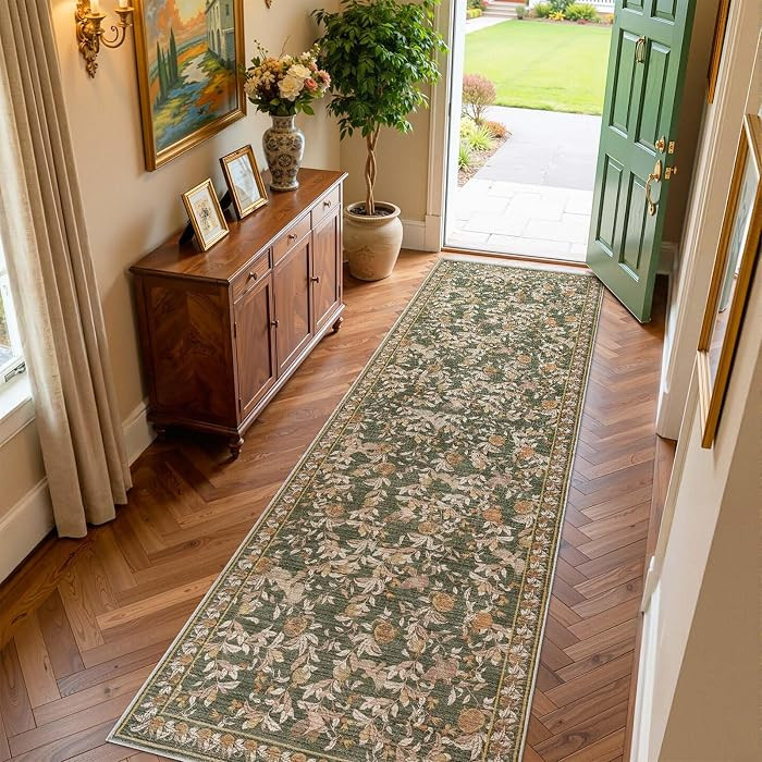 jinchan Eden Floral Washable Runner Rug 3x10 Entryway Rug Vintage Lightweight Soft Non-Slip Indoo... | Amazon (US)