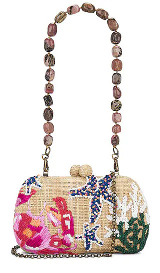 Josephine Crab Embroidered Raffia Clutch in Toast | Revolve Clothing (Global)