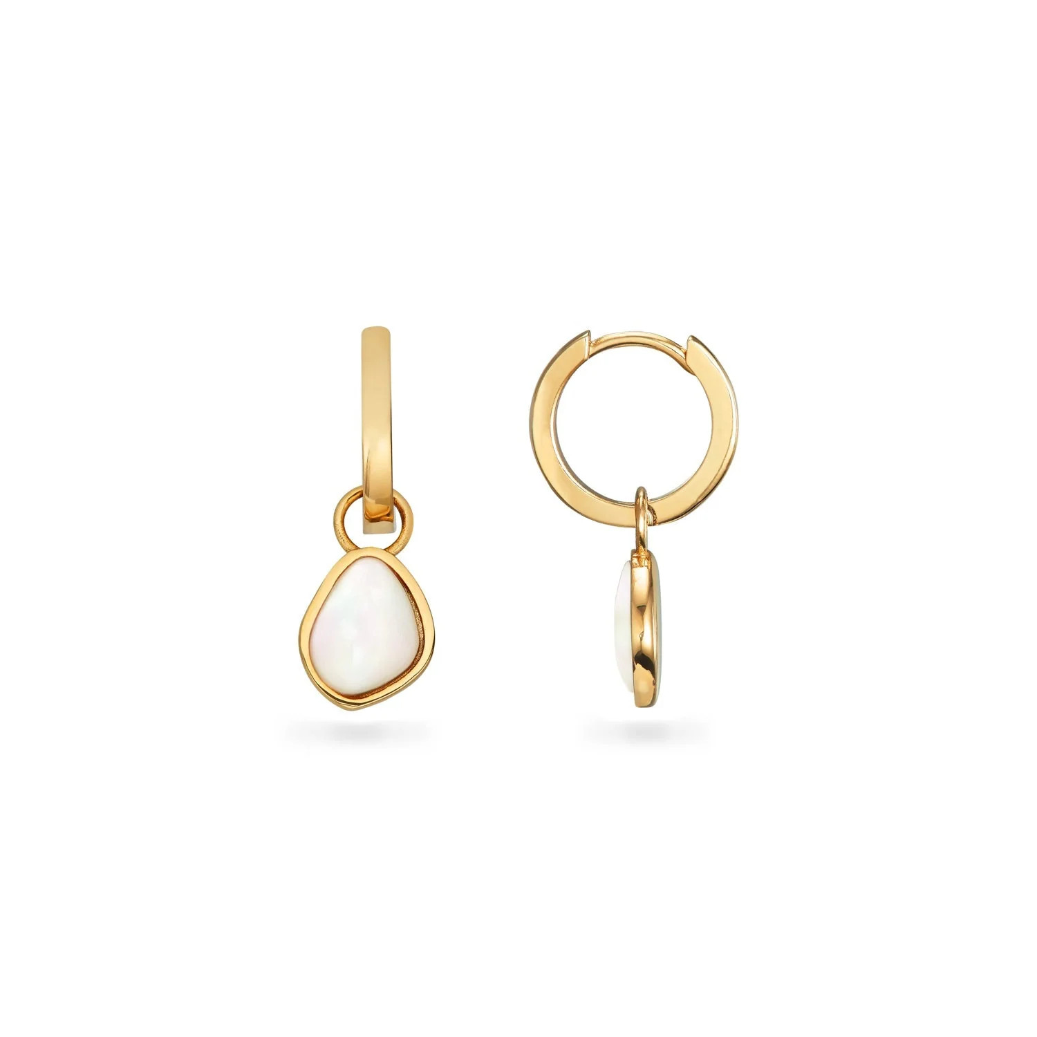 Organic Moonstone Huggie Hoop Earrings (Gold) | Abbott Lyon