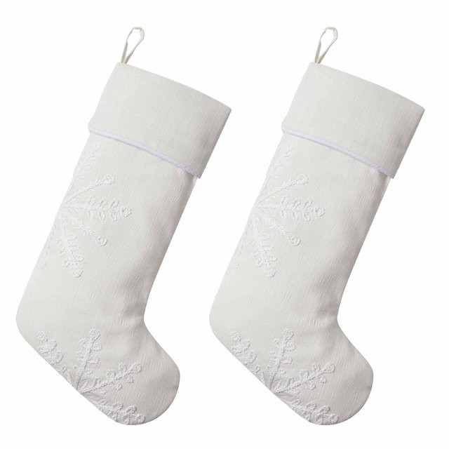 My Texas House Ester Ivory Embroidered Snowflake Christmas Stockings, 20" x 10" (2 Count) - Walma... | Walmart (US)