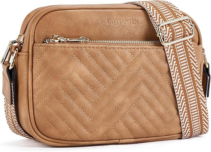 BOSTANTEN Quilted Crossbody Bags for Women Vegan Leather Purses Small Shoulder Handbags with Wide... | Amazon (US)