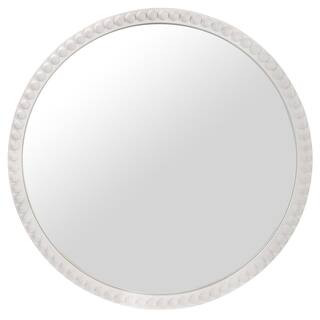 WallBeyond 30 in. W x 30 in. H White Ballpoint Round Contemporary Style Beaded Framed Vanity Inte... | The Home Depot