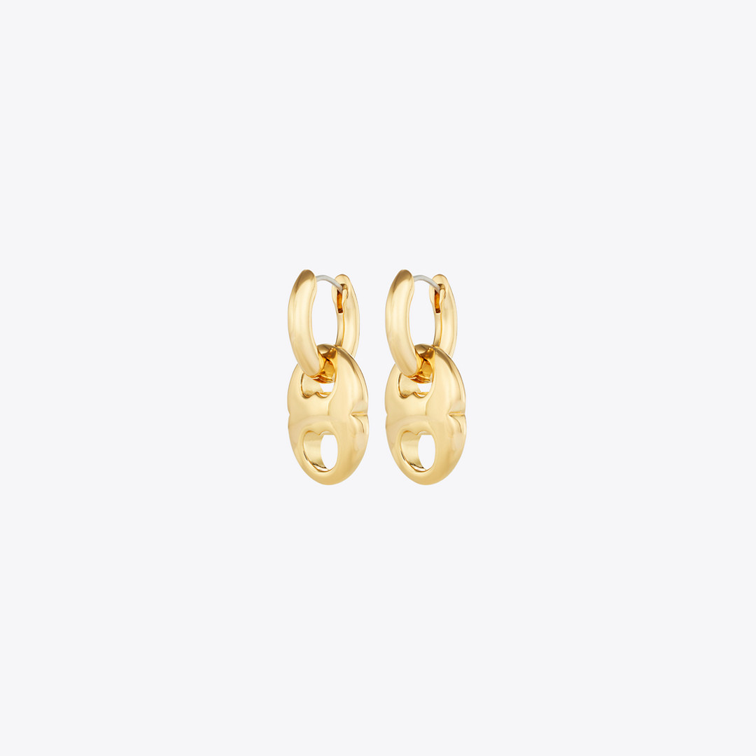 Tory Burch Gemini Link Small Hoop Earrings | Tory Burch (US)