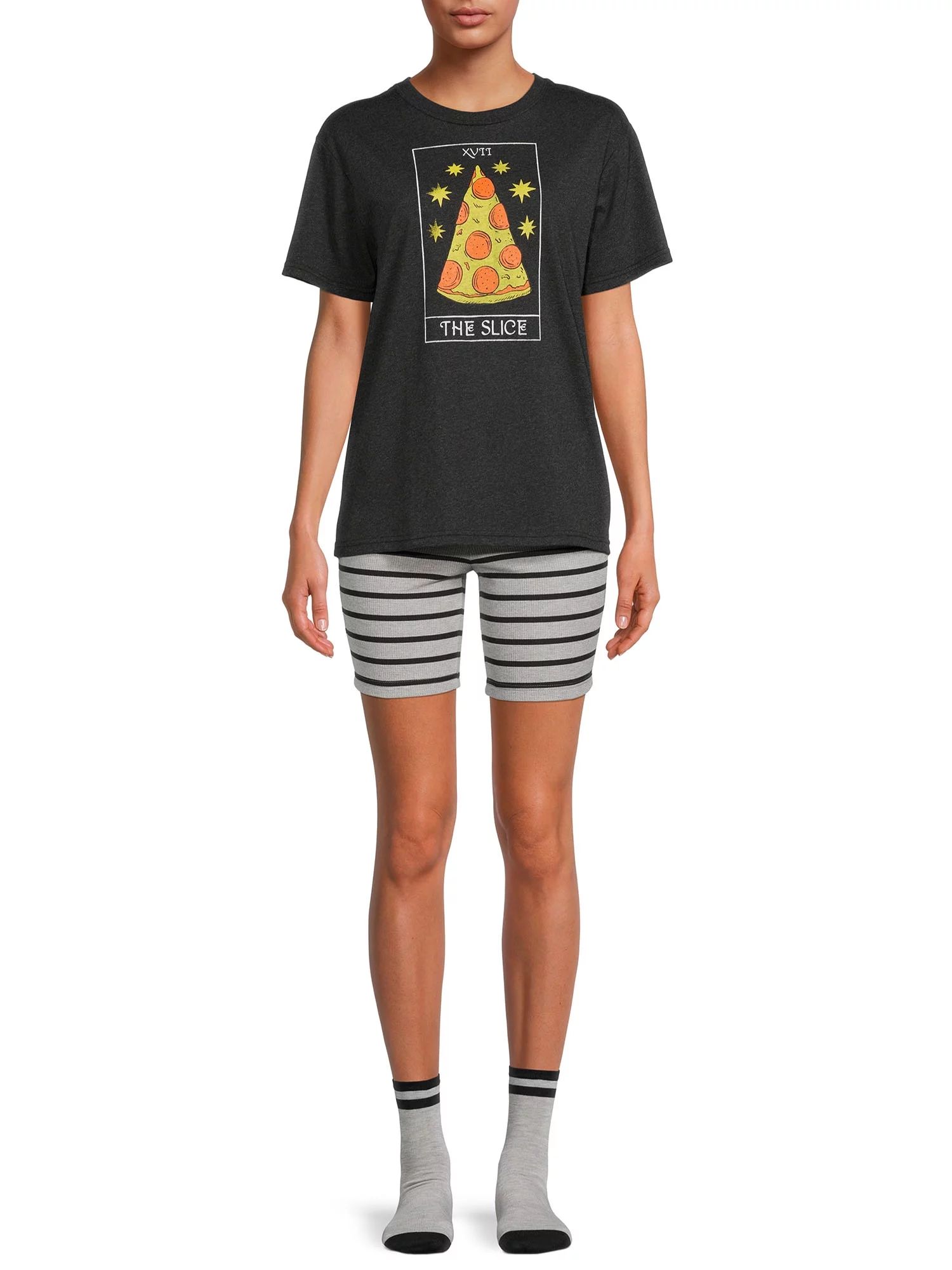 Juniors and Juniors Plus Short Sleeve Tee, Lounge Shorts and Socks, 3-Piece Set | Walmart (US)