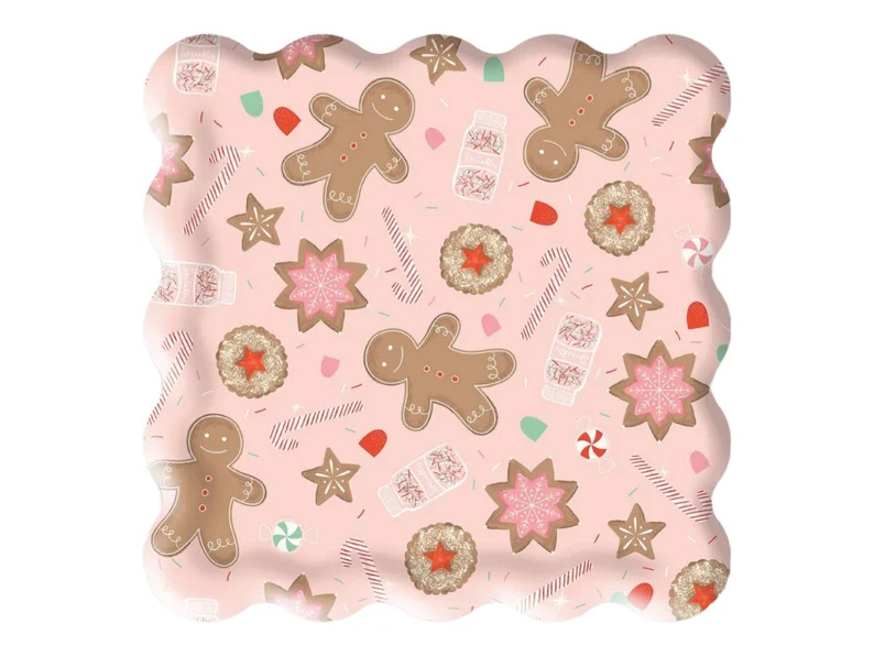 Pink Gingerbread Man Square Paper Plates Gingerbread Party - Etsy | Etsy (US)