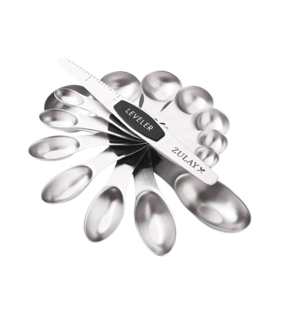 Set of 8 Stackable Magnetic Measuring Spoons with Leveler - Black | Macy's