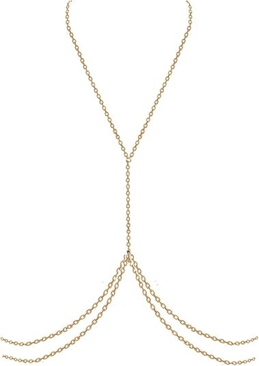 Sexy Sequins Bra Body Chain Bikini Shiny Luxury Harness Necklace Body Jewelry for Wedding Beach B... | Amazon (US)