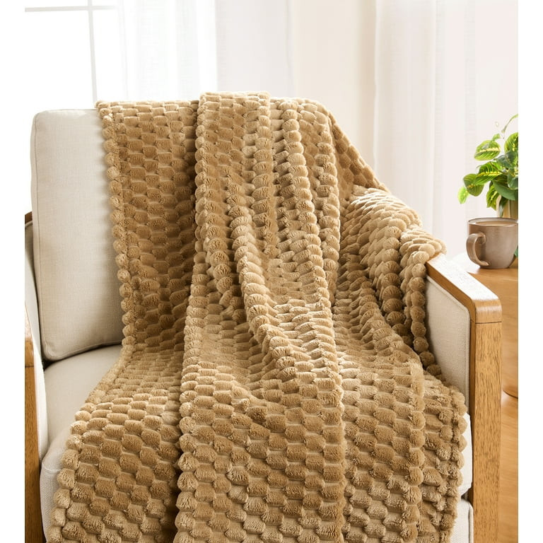 Better Homes &  Gardens Textured Velvet Plush Soft Oversize Throw Blanket, Dark Caramel | Walmart (US)