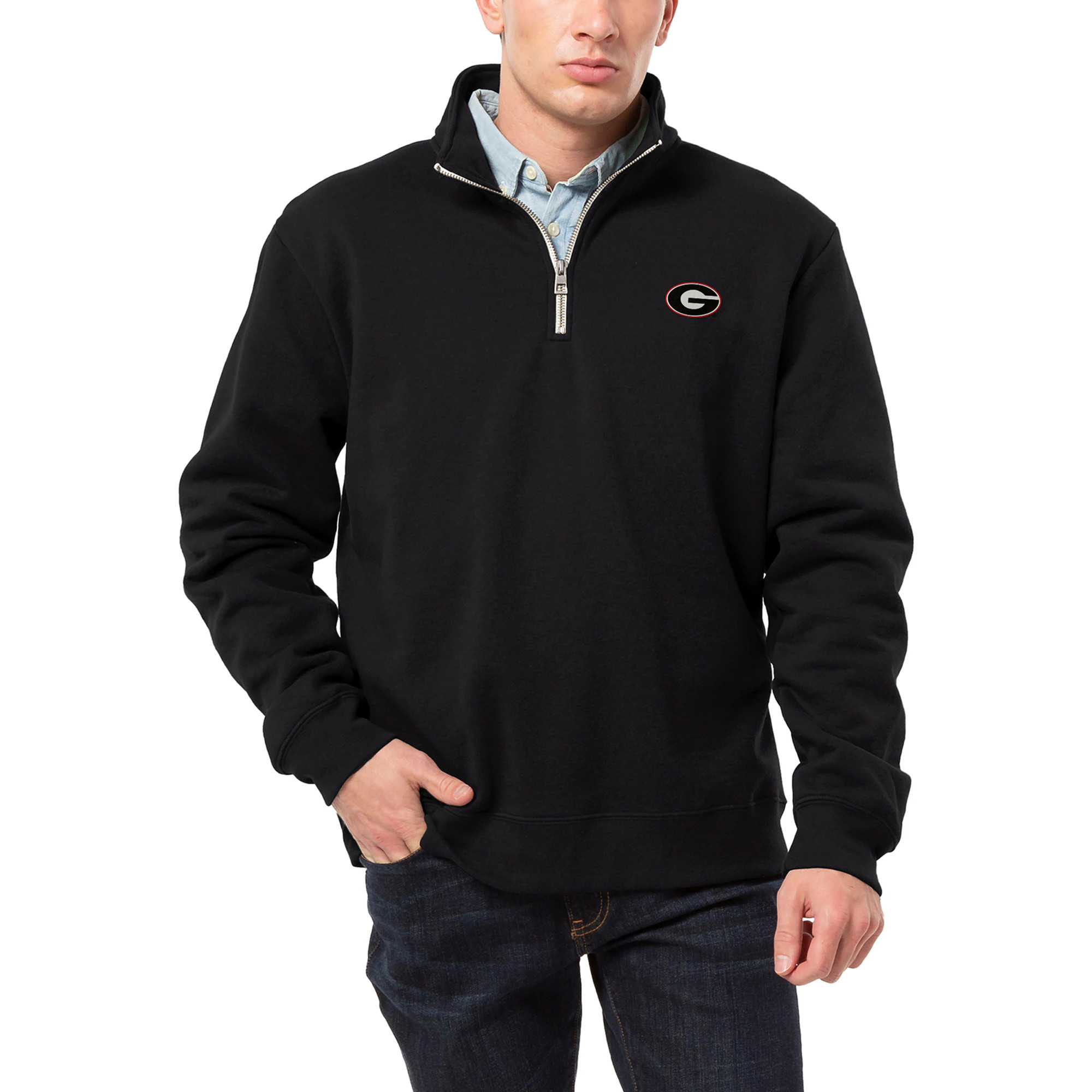 Georgia Bulldogs League Collegiate Wear  Essentials 2.0 Fleece Quarter-Zip Jacket - Black | Fanatics