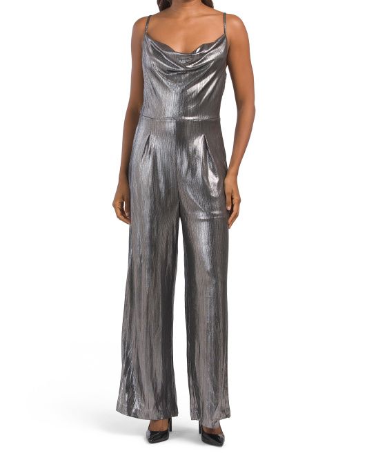 Cowl Neck Cami Bodice Metallic Jumpsuit | TJ Maxx