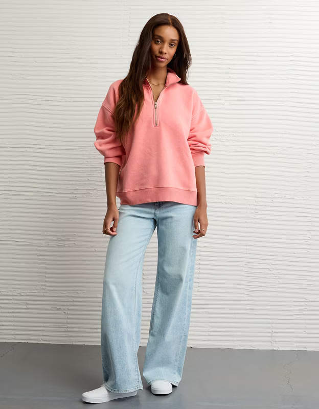 AE Everyday Luxe Quarter-Zip Sweatshirt | American Eagle Outfitters (US & CA)