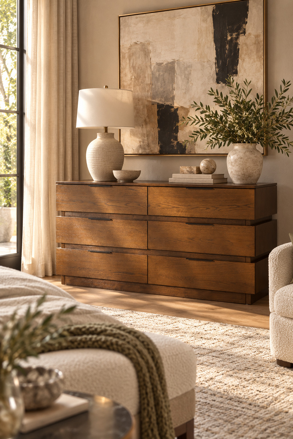 I cannot get over how good some of these Wayfair dressers look styled in a neutral bedroom. The wood texture adds so much warmth, and the simple shapes keep everything feeling calm instead of cluttered. Add a large mirror, ceramic lamp, some greenery, and a textured rug and suddenly the whole bedroom feels pulled together. Love that so many are on sale right now too. #WayfairHome #WayfairDeals #BedroomDresser #BedroomInspo #NeutralBedroom #WarmMinimalism #WoodFurniture #BedroomDecorIdeas #HomeDecorInspiration #FurnitureSale 

 #LTKSeasonal #LTKHome #LTKSaleAlert