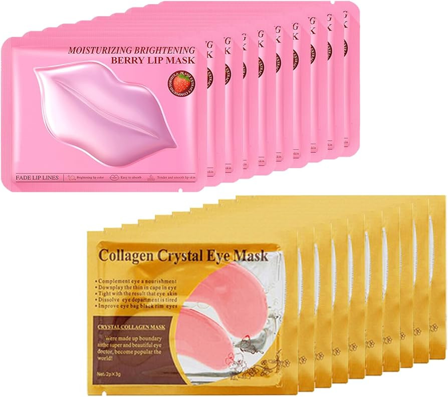 20 Pairs Lip Mask & Eye Mask,Crystal Gel Eye Pads Nourishes the Lip Patches for Skin Care Spa Dai... | Amazon (US)