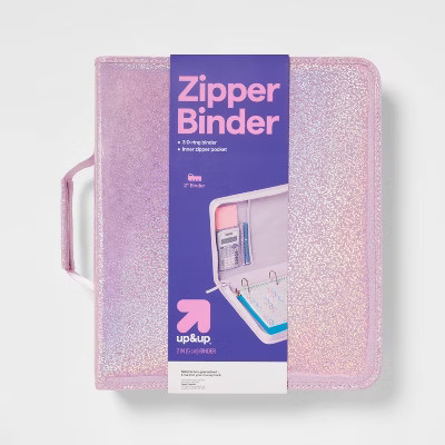 2" Fashion Zip Binder Glitter Purple - up&up™ | Target