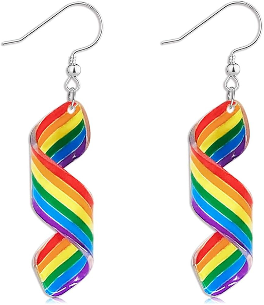 Pride Earrings, Lightweight Acrylic Rainbow Transgender community Jewelry for Women | Amazon (US)