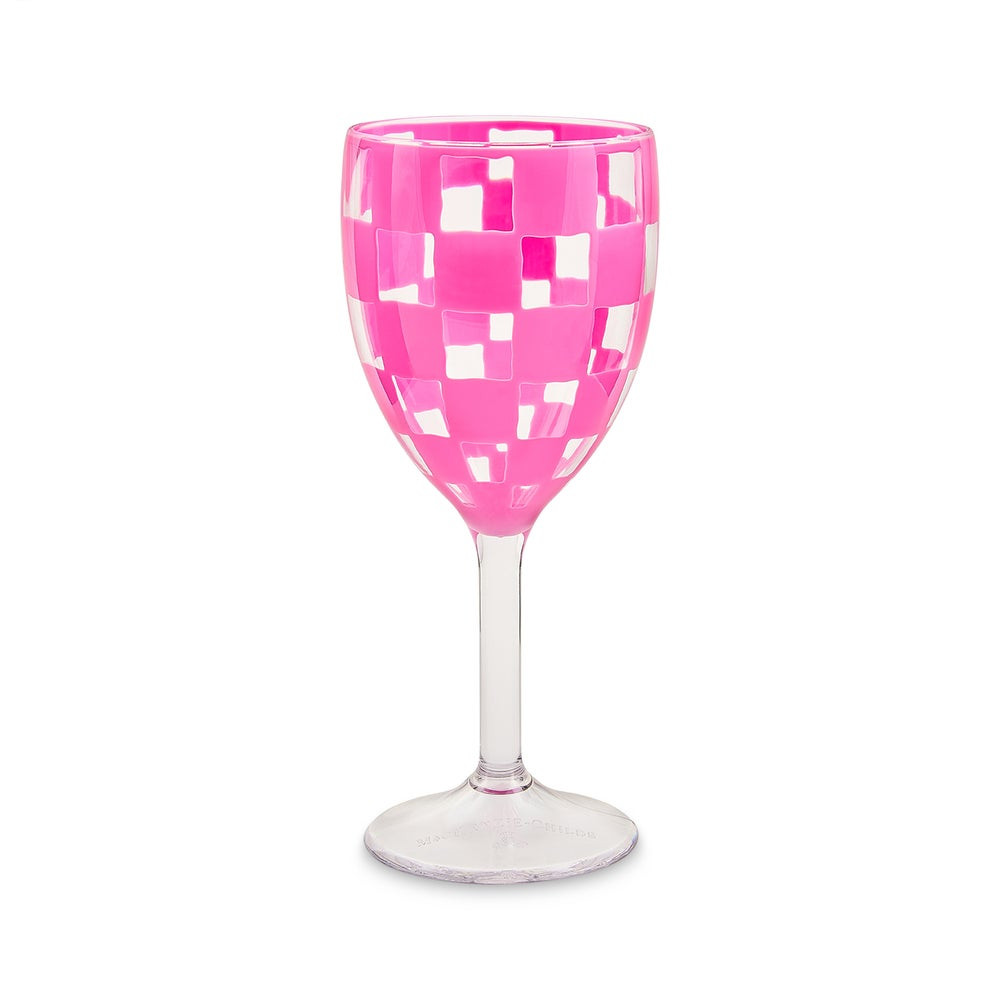 Pink Check Acrylic Wine Goblets, Set of 4 | MacKenzie-Childs