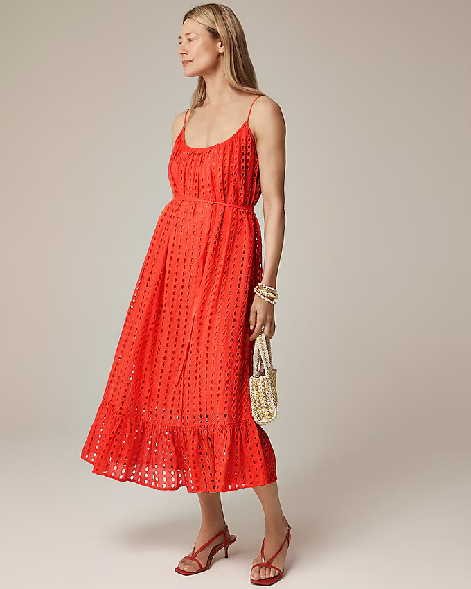 Oval eyelet midi dress | J. Crew US