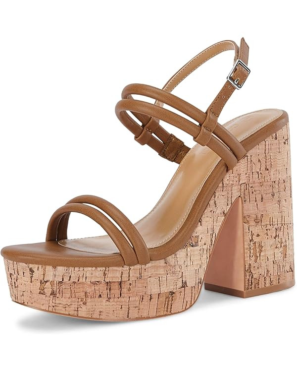 Coutgo Womens Cork Wedge Sandals Heels Open Toe High Heel Platform Slingback Ankle Strap Buckle S... | Amazon (US)