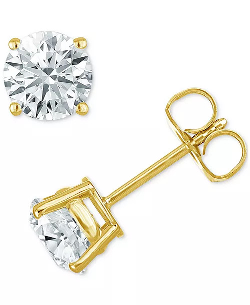 Diamond Four Prong Stud Earrings (3/4 ct. t.w.) | Macy's