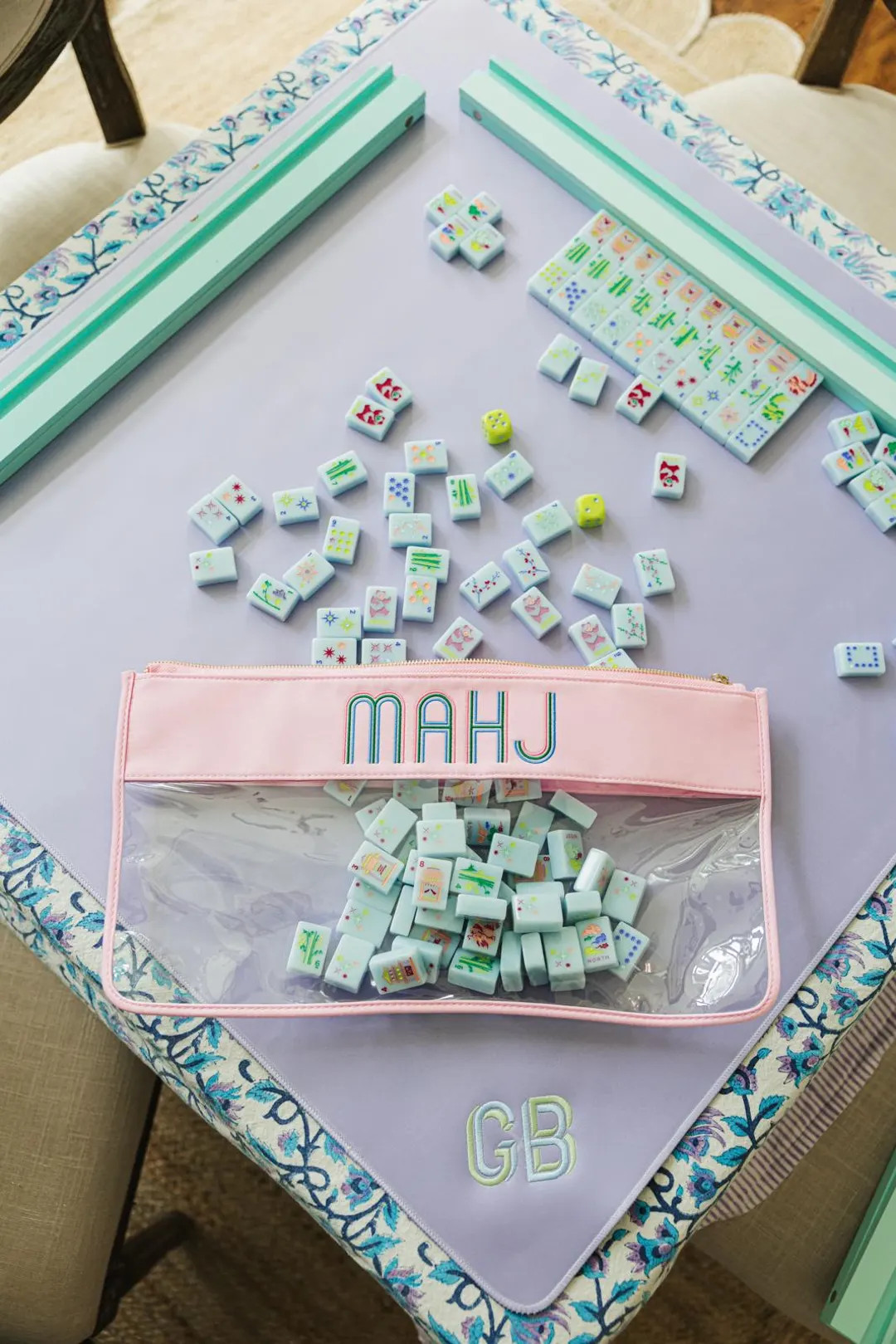 Embroidered Mahjong Nylon Clear Pouch // Mahjong Tile Bag, Mahjong Accessories, Storage Bag, Card... | Etsy (US)