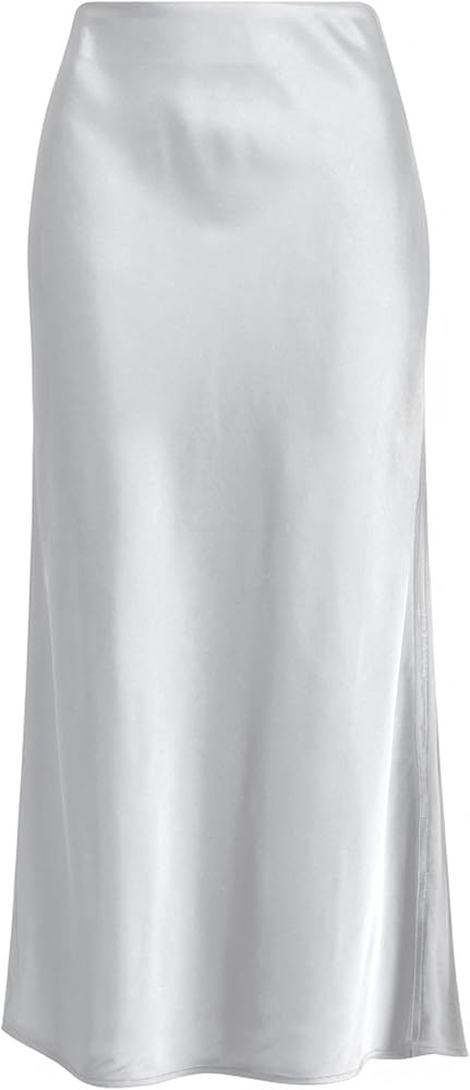 Women's Solid Satin High Waist Midi Long Skirt Hidden Elastic Waistband Skirt for Women-Made in U... | Amazon (US)