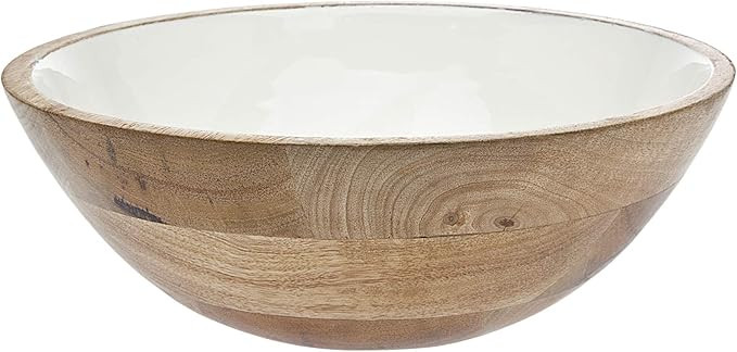 Godinger Decorative Salad Serving Bowl Platter, Wood and Enamel Sea/White | Amazon (US)