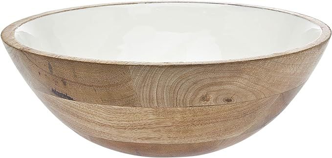 Godinger Decorative Salad Serving Bowl Platter, Wood and Enamel Sea/White | Amazon (US)