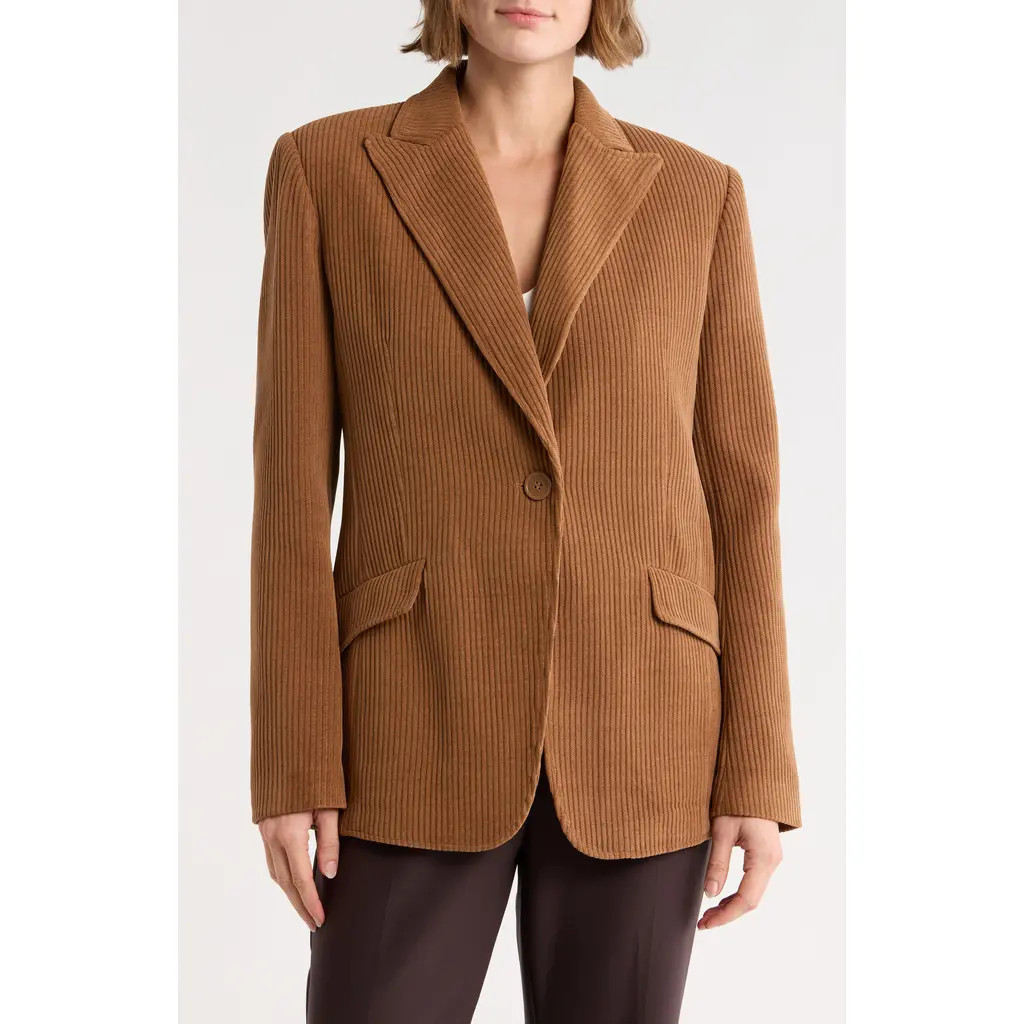 MAX STUDIO One-Button Corduroy Blazer in Cognac at Nordstrom Rack, Size X-Small | Nordstrom Rack