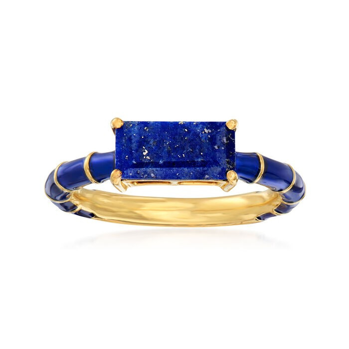 Lapis and Dark Blue Enamel Ring in 18kt Gold Over Sterling | Ross-Simons