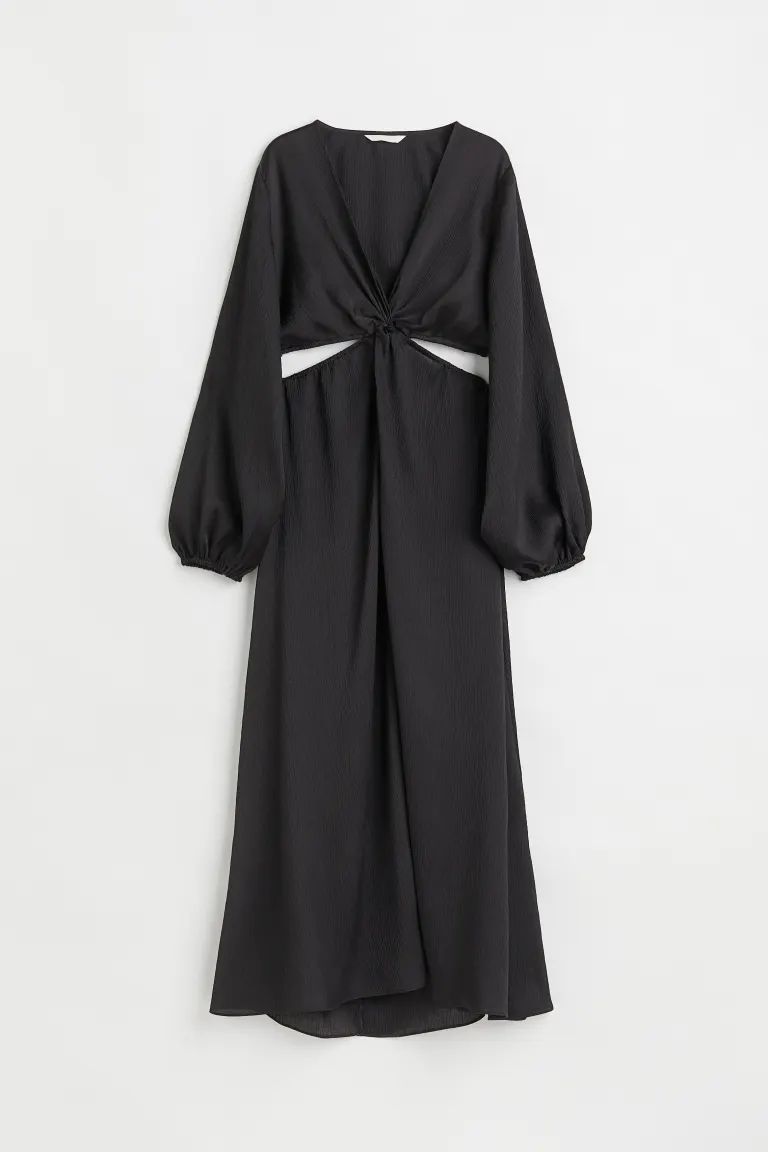 Conscious choiceNeuheitLanges Kleid aus Crêpe mit figurnahem Oberteil und leicht ausgestelltem R... | H&M (DE, AT, CH, DK, NL, NO, FI)