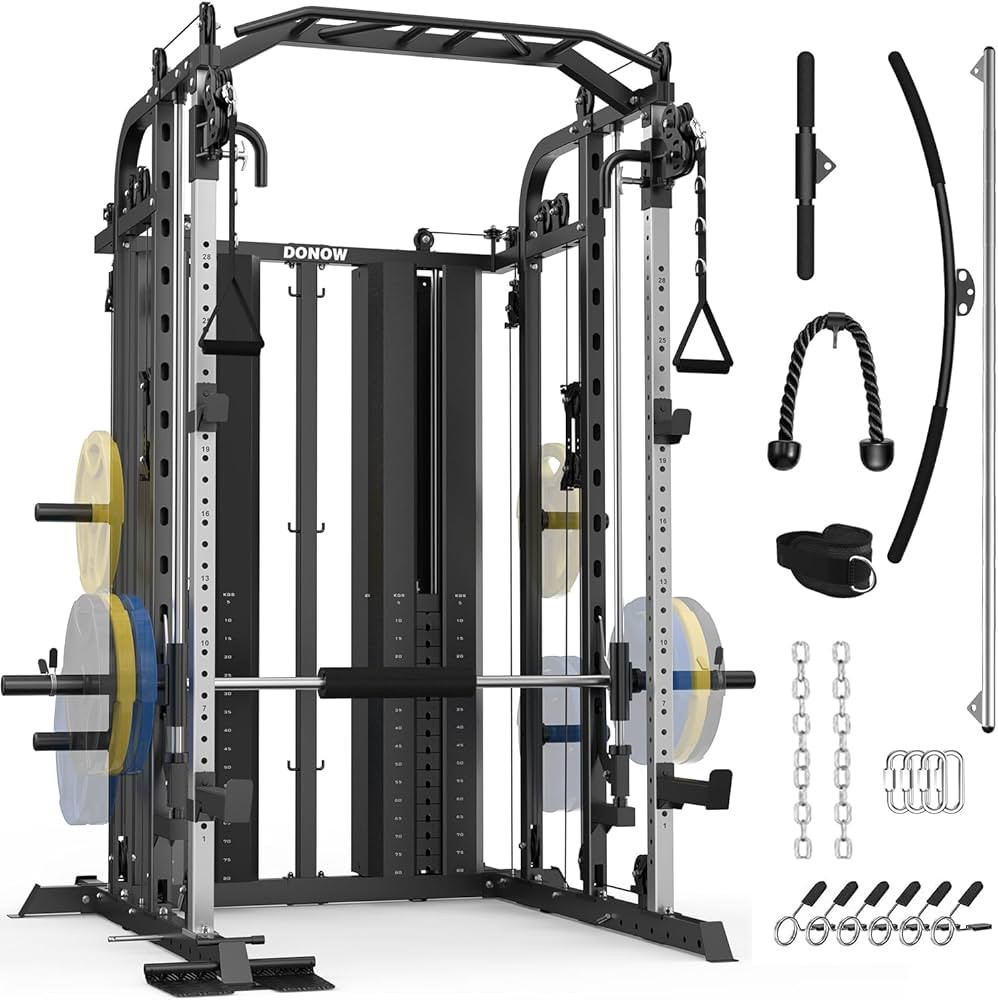 DONOW Smith Machine with160kg Weight Stacks Power Cage Squat Rack Dual Cable Crossover Machine LA... | Amazon (US)