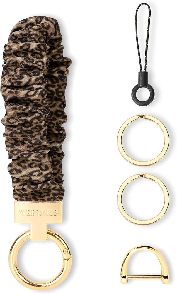 Keychain Wristlet, Stretchy Key Chain for Car Keys with D ring, Cute Scrunchie Wrist Bracelet for... | Amazon (US)