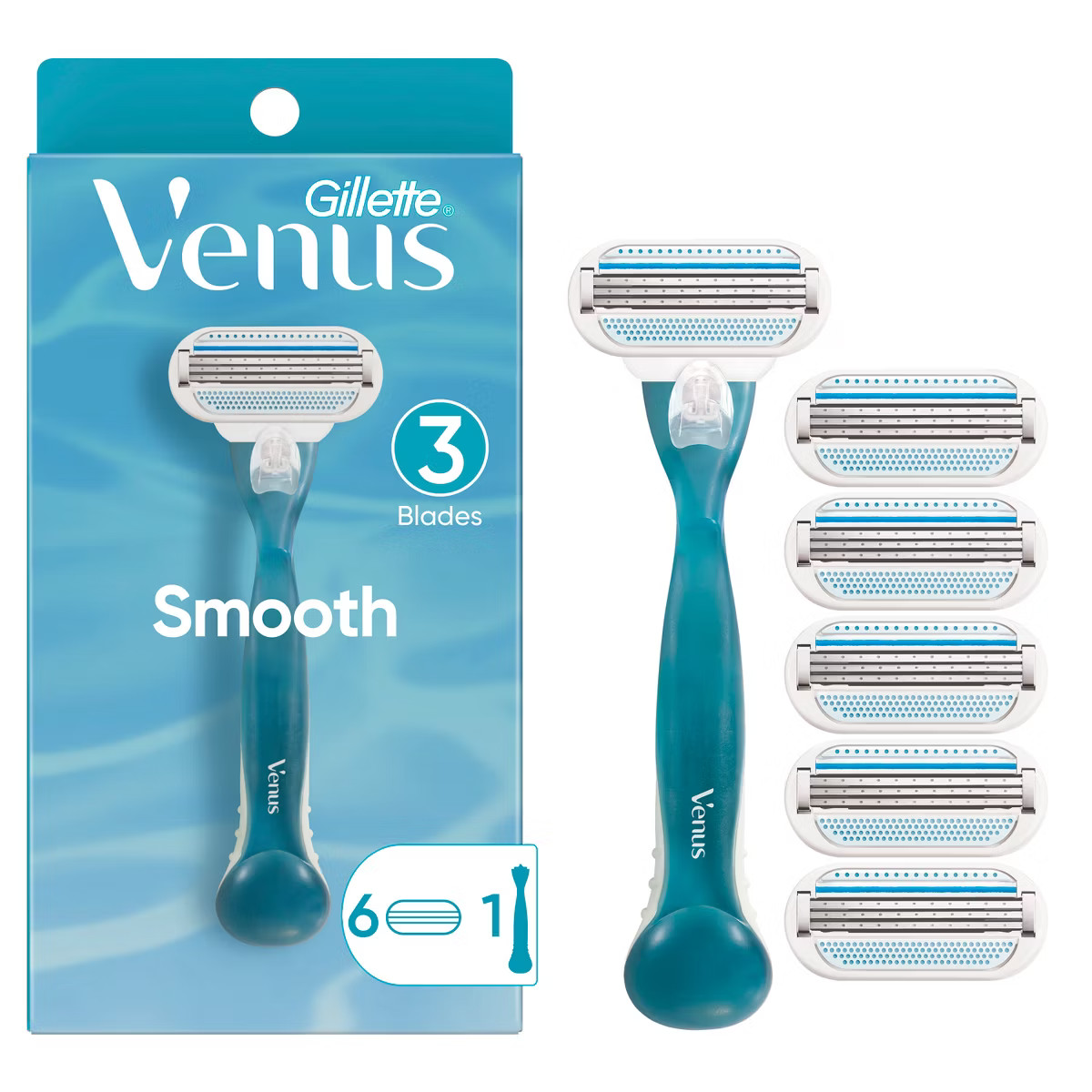 Venus Smooth Value Pack Razor - Handle + 6 Blade Refills | Target