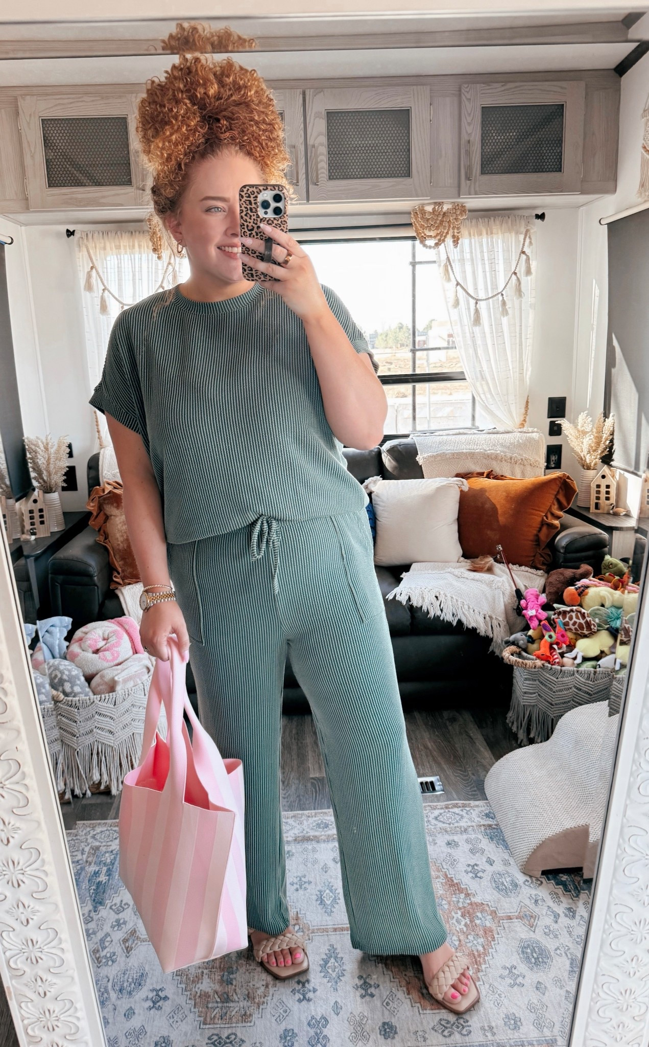 Spring travel outfits that are cute and comfy >> 💚 This is the kind of set I reach for when packing for spring break or vacation days. Easy, lightweight, and perfect for travel days or exploring on vacation.✈️☀️ spring travel outfit | spring break outfit | travel day outfit | vacation outfit | airport outfit | comfy travel outfit | spring two piece set | matching set outfit | corded two piece set | corded lounge set | amazon two piece set | amazon matching set | amazon spring outfit | vacation travel outfit | casual vacation outfit | spring lounge set | comfy spring outfit | travel outfit idea | spring outfit idea | vacation style | relaxed vacation outfit | green matching set | braided sandals outfit | neutral sandals | casual spring travel style

#LTKTravel #LTKSpringSale #LTKootd