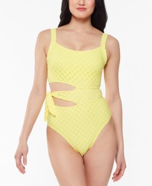 Jessica Simpson Sweet Tooth Solids Cutout One-Piece Swimsuit Women's Swimsuit | Macys (US)