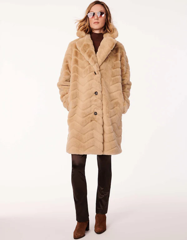 Zigzag Vegan Fur Coat | Bernardo Fashions
