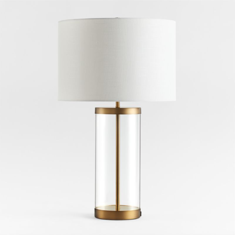 Promenade Avenue Black and Brass Table Lamp with White Shade Bedroom Lighting + Reviews | Crate &... | Crate & Barrel