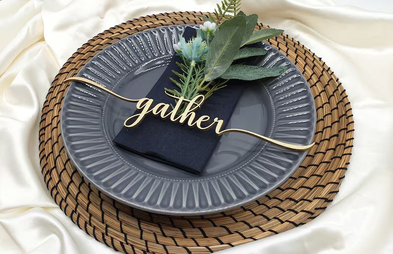 Gather Place Cards, Custom Thanksgiving Place cards, Personalized Dinner Place Setting, Fall Tabl... | Etsy (US)