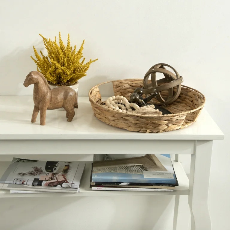 Better Homes & Gardens 16" Round Water Hyacinth Woven Tray, Tan | Walmart (US)