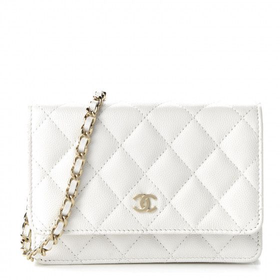 CHANEL Caviar Quilted Mini Wallet On Chain WOC White | Fashionphile