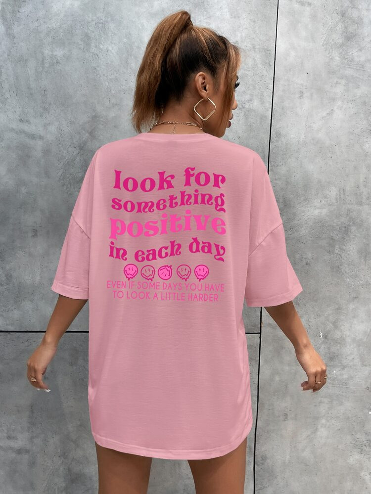 Slogan & Expression Print Drop Shoulder Tee | SHEIN