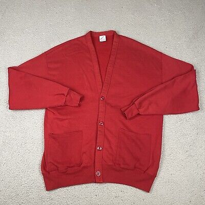 Vintage Jerzees Cardigan 90s Adult One Size OSFM Large Red Sweatshirt Sweater L  | eBay | eBay US