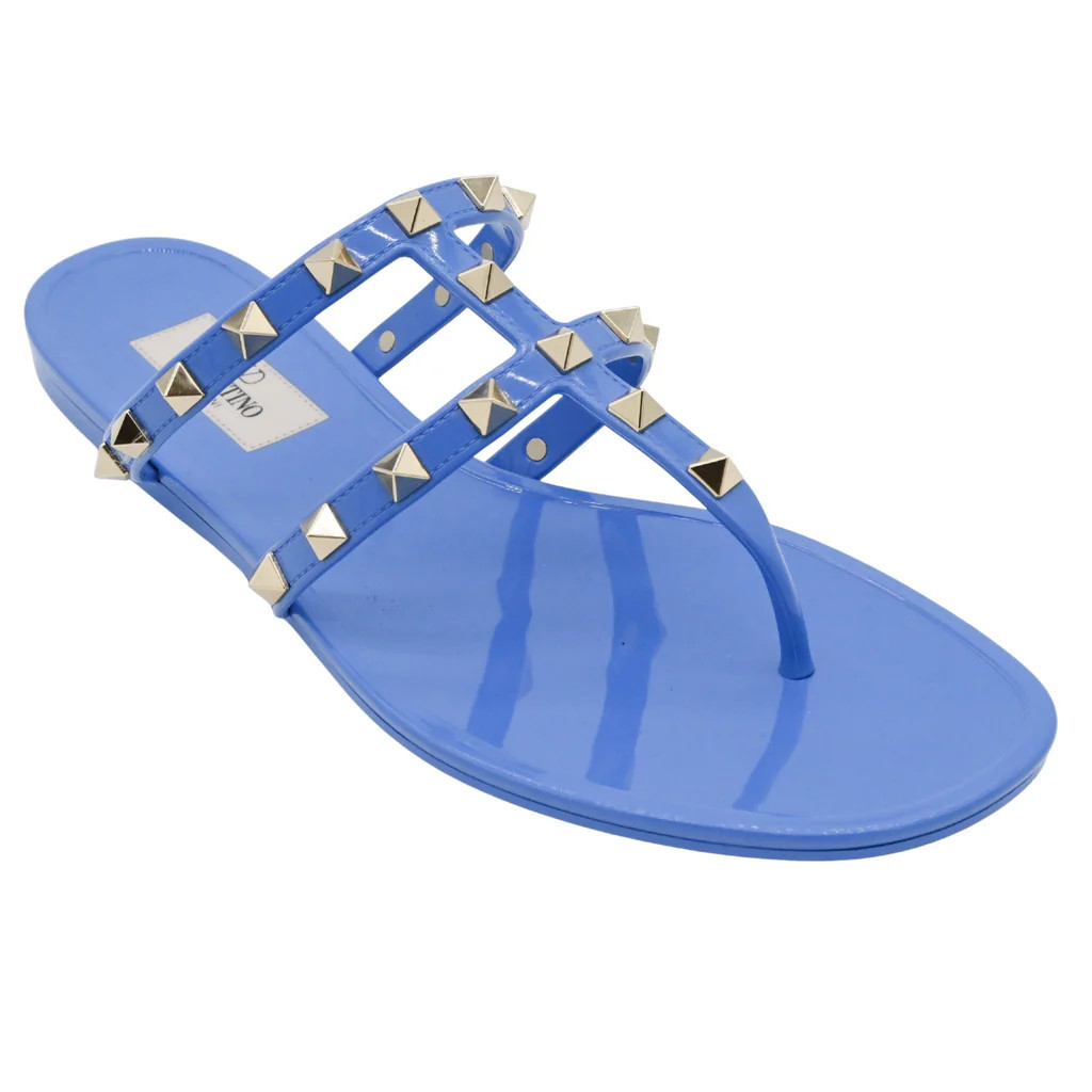 Blue Rockstud Jelly Rubber Sandals | Clotheshorse Anonymous