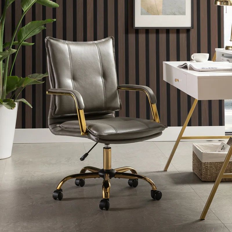 Lundgren Leather Task Chair with Padded Arms | Wayfair North America