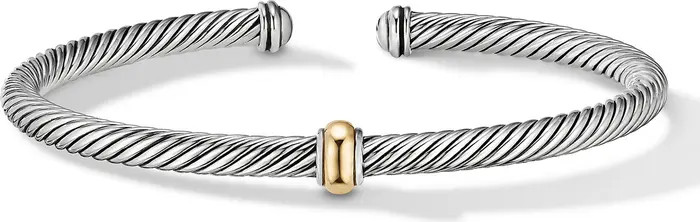 Classic Cable Station Bracelet in Sterling Silver with 18K Gold, 4mm | Nordstrom