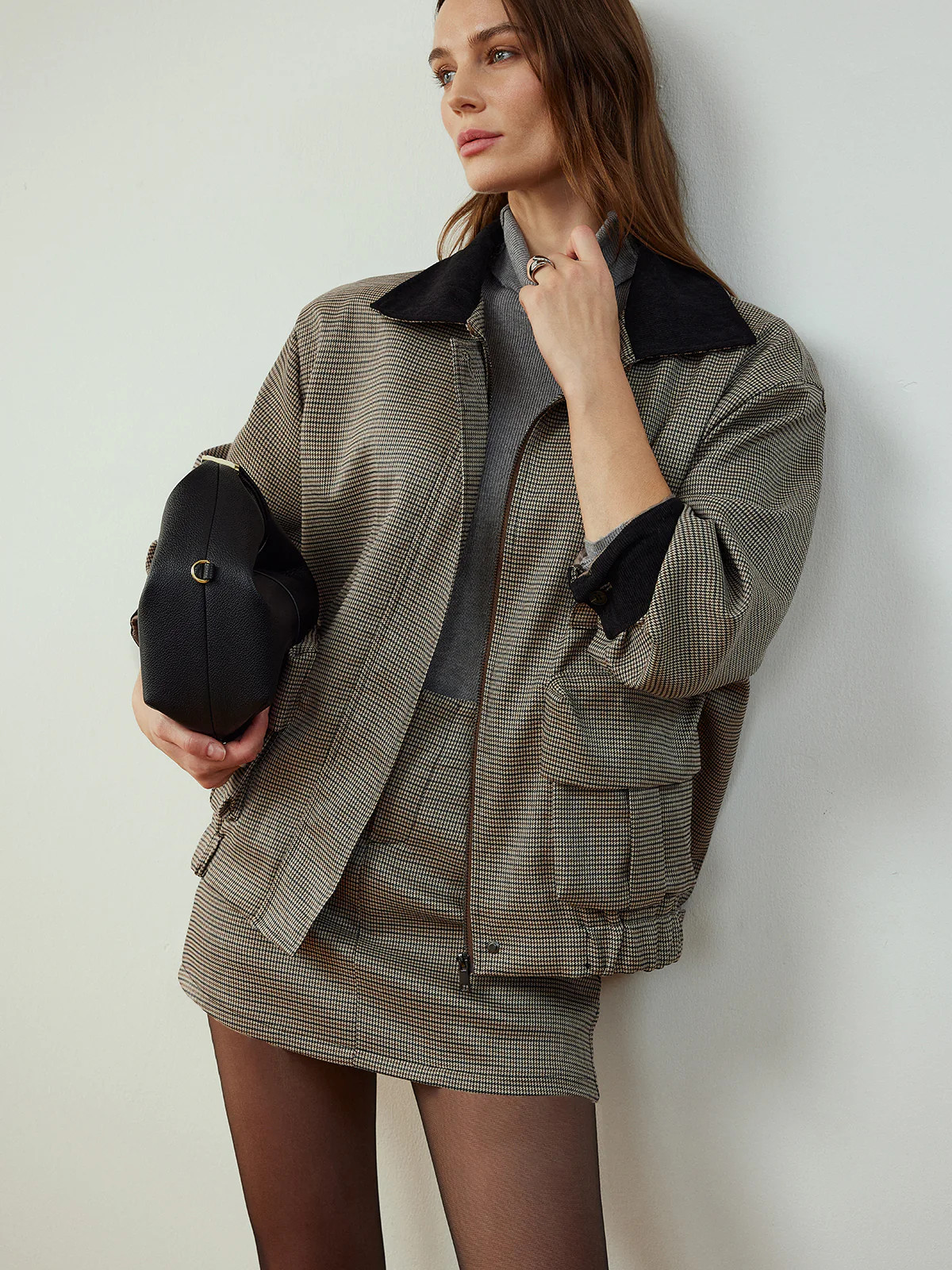 Contrast Binding Cargo Skirt Set | Commense