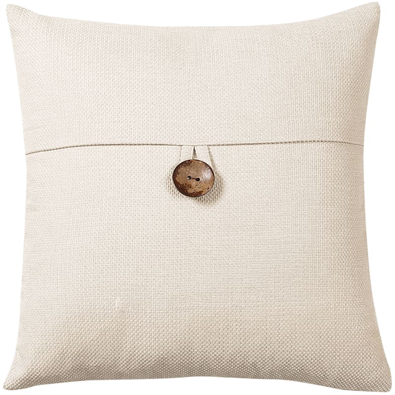Clayton Ivory Coconut Button Throw Pillow, 20" | At Home